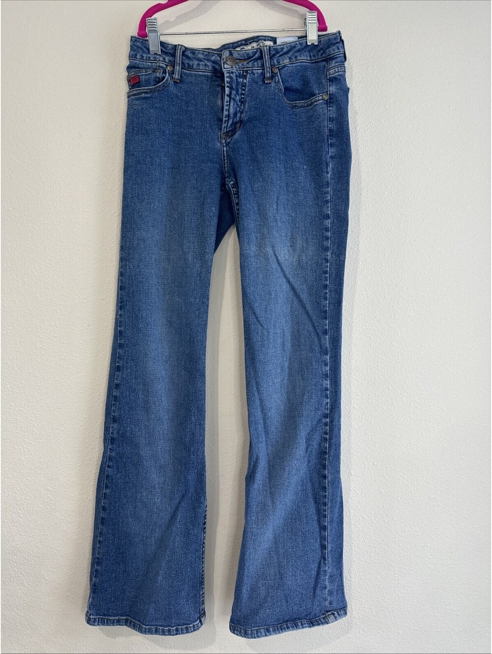 Y2K Paris Blue La Denim Jeans Mid To Low Rise Waistline Flared Juniors Size 5